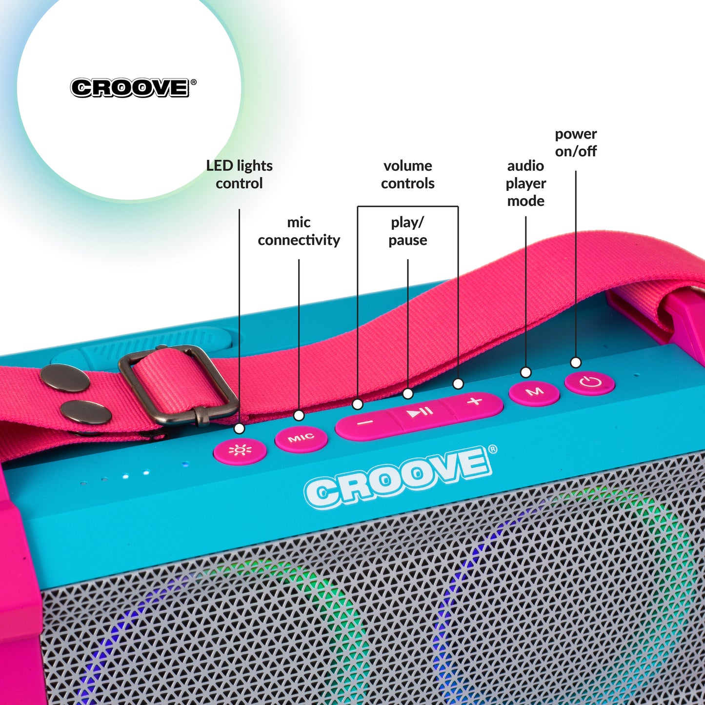 Croove Sling & Sing Portable Karaoke Machine, Wireless Karaoke, Bluetooth Speaker with Microphone