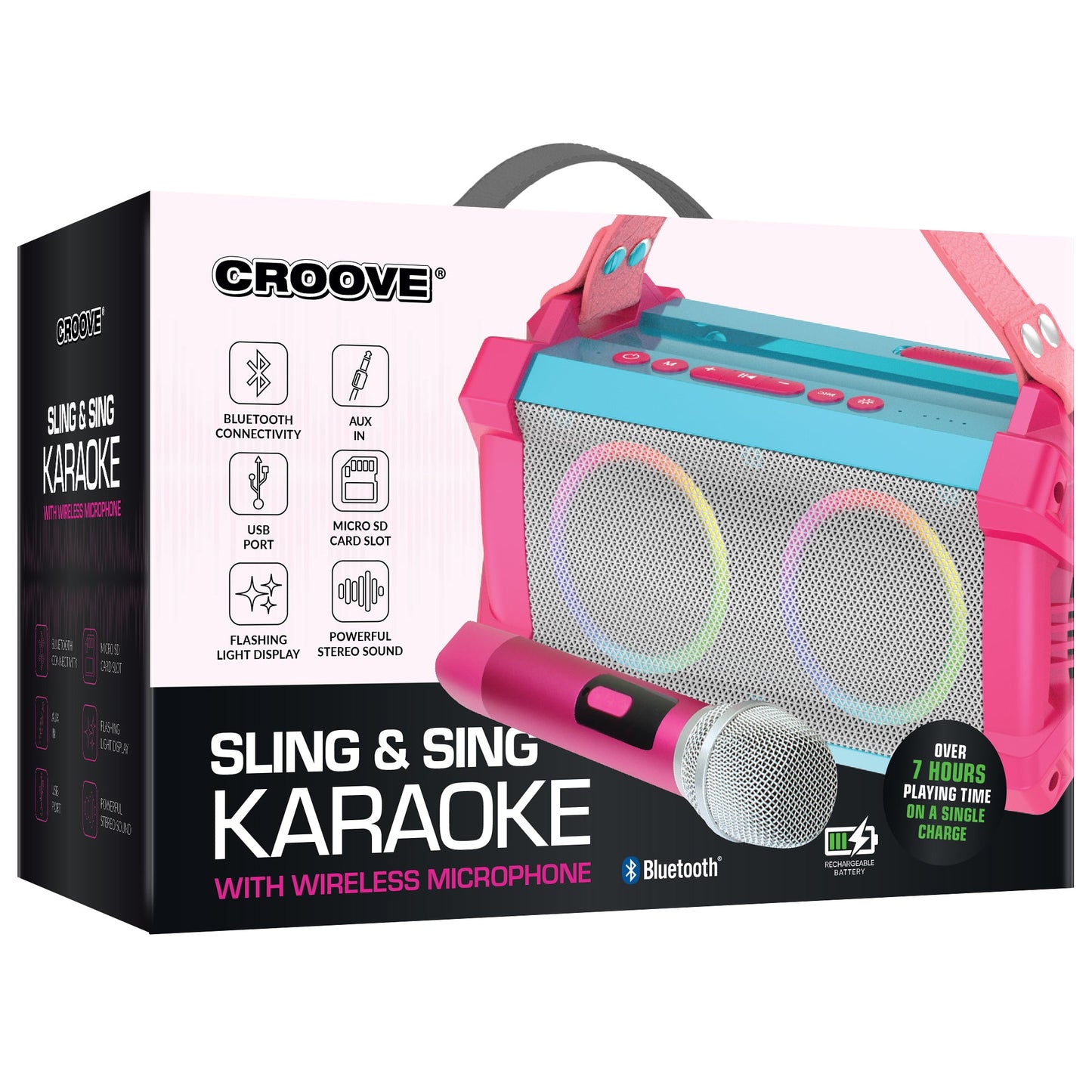 Croove Sling & Sing Portable Karaoke Machine, Wireless Karaoke, Bluetooth Speaker with Microphone