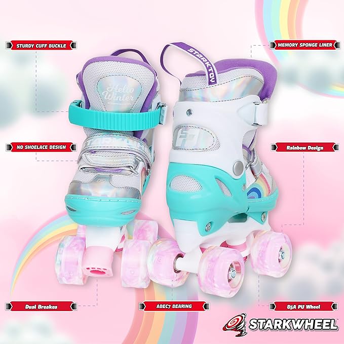 Roller Skate Shoes for Kids Boys and Girls, Light Up Skates Wheels, Adjustable EU Sizes 29-33 - Light Up Skates Wheels - Ages 5-8 Year Old