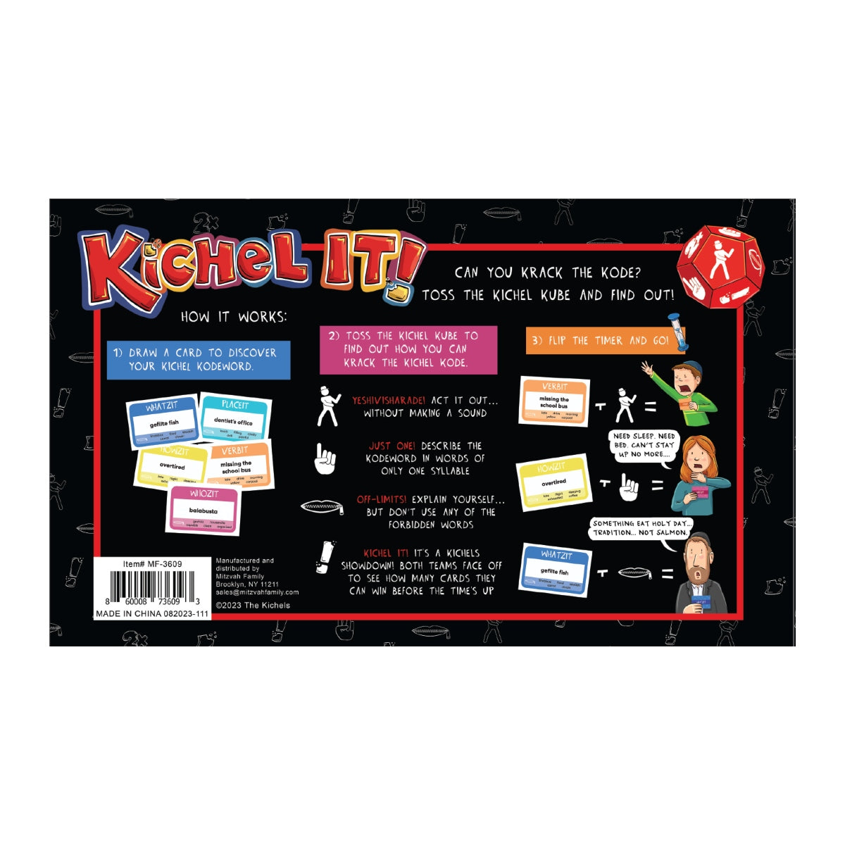 Kichel It- A Card Game for Jewish Family- Kids & Adults- Boys Girls- All Ages Who Like Hilarious Hints, Frenetic Guessing, Inept Acting