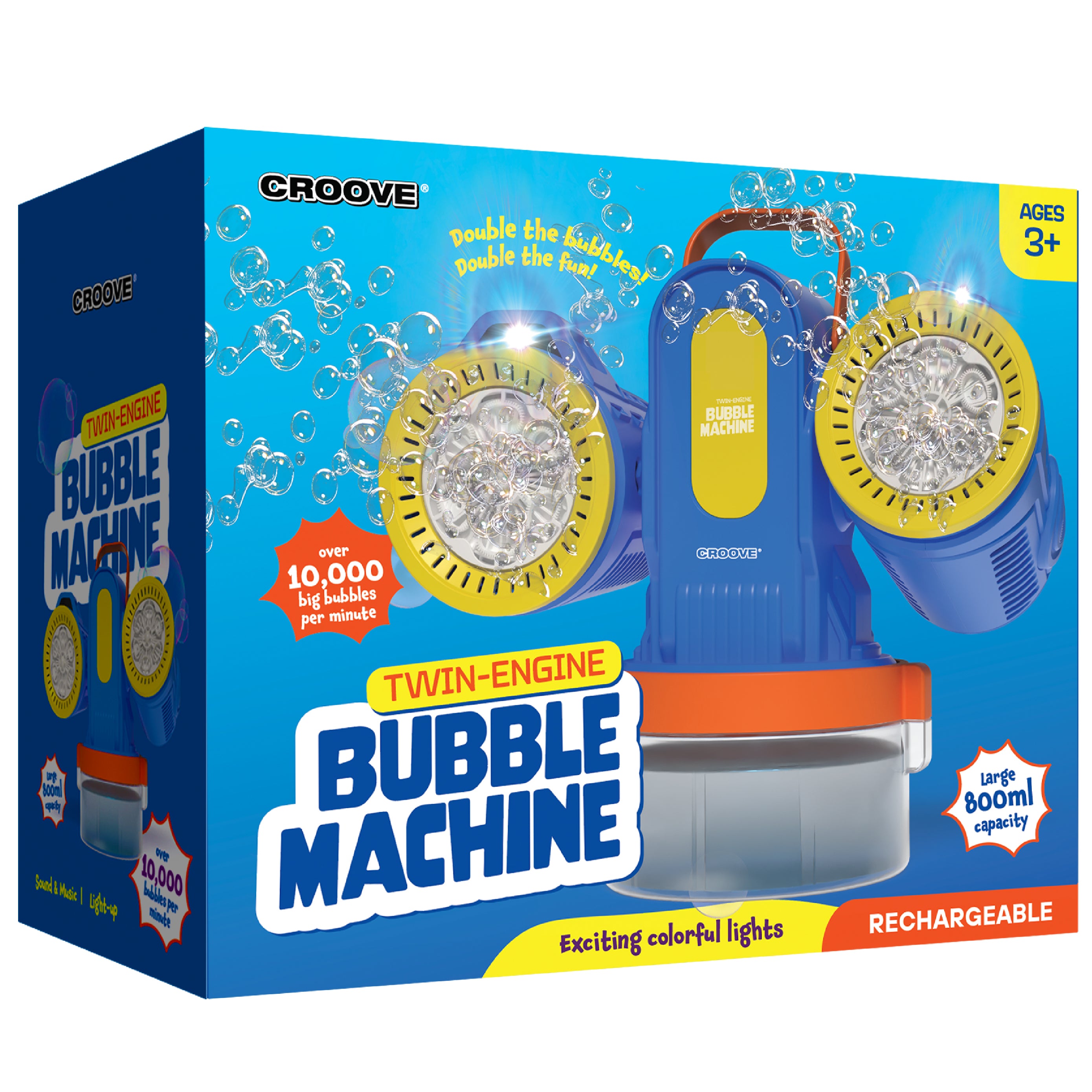 CROOVE Twin-Engine Bubble Machine – 10,000+ Bubbles/Min, Rotating Base ...