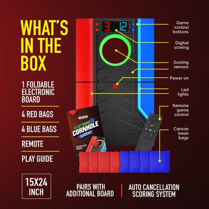 Electronic Cornhole Board Set with Remote, Cancellation Scoring System