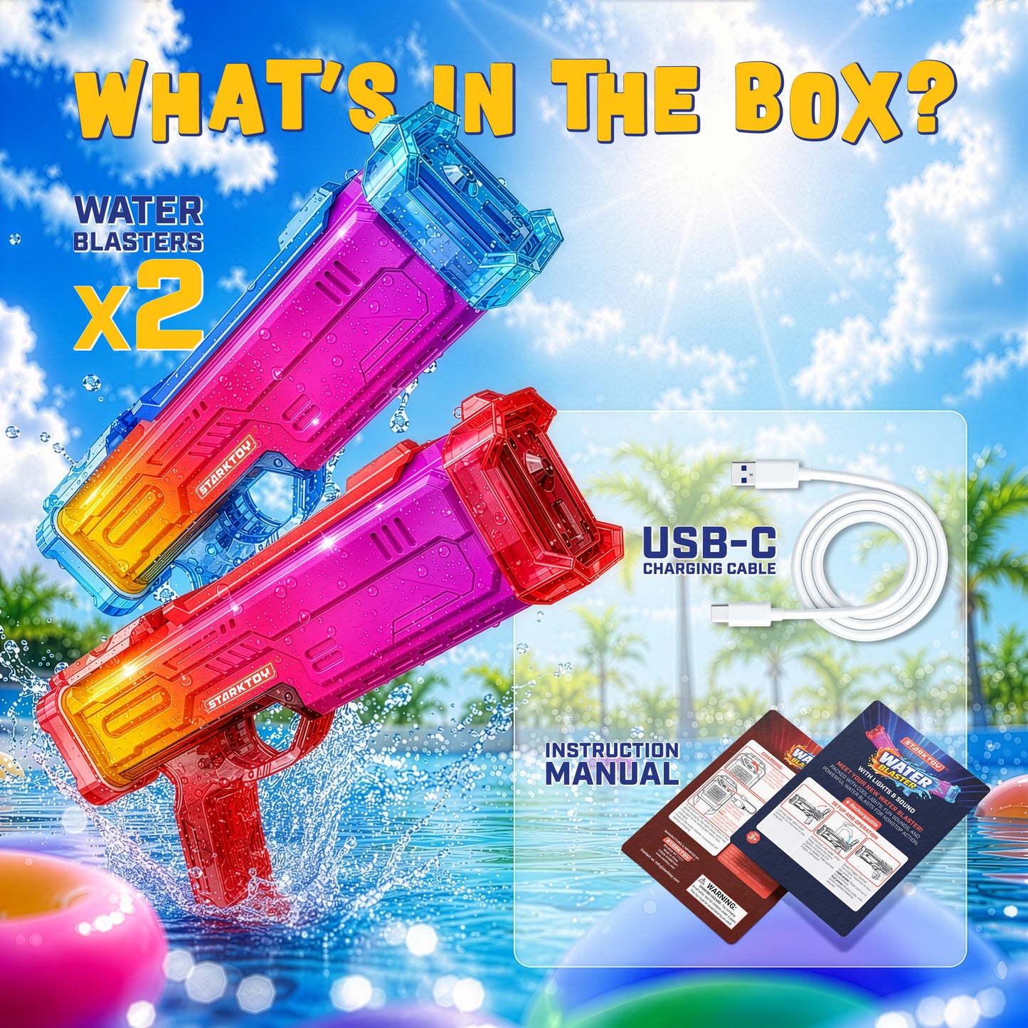 STARKTOY LED Light-Up Electric Water Blasters, 2-Pack