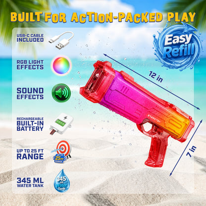 STARKTOY LED Light-Up Electric Water Blaster, Red