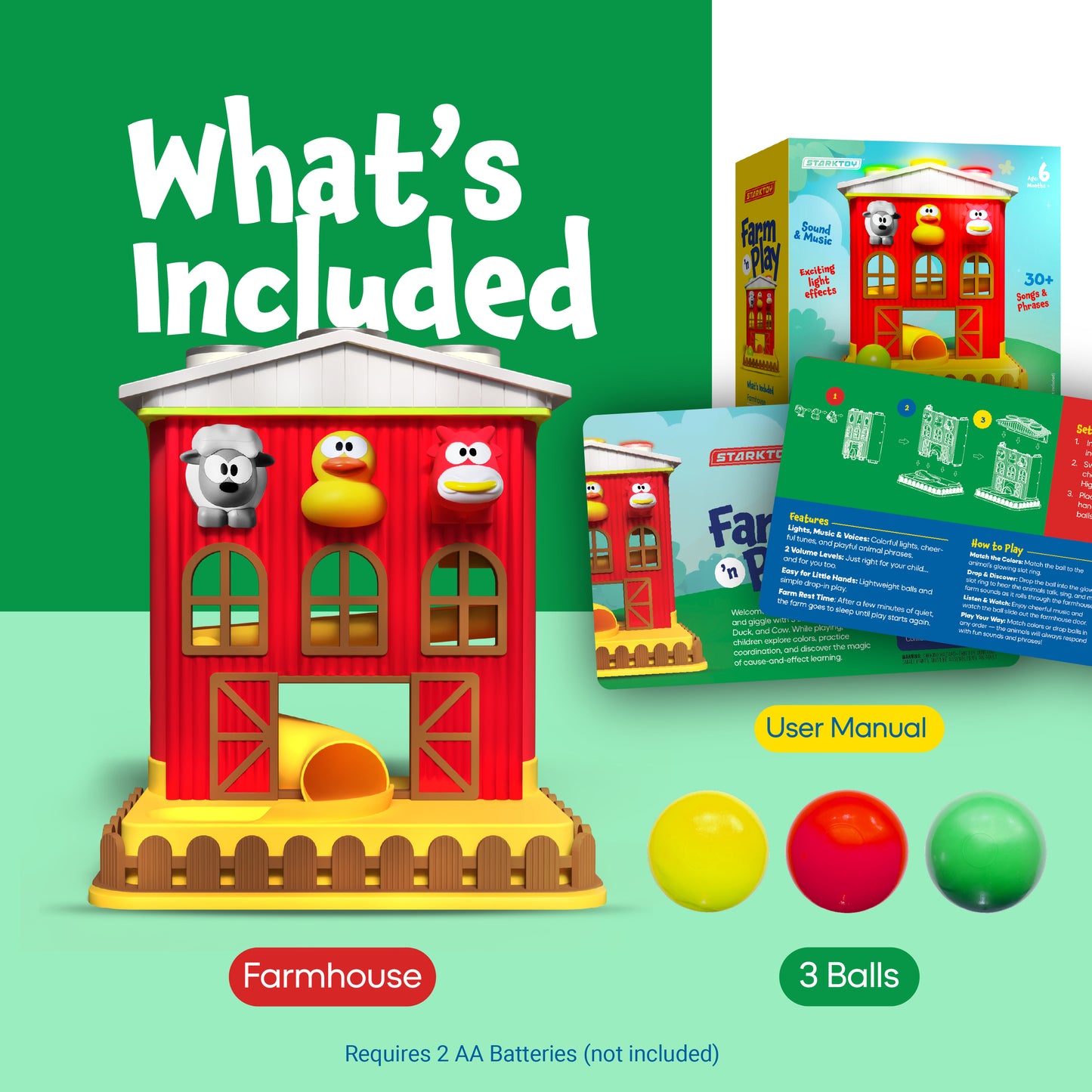 Farm 'n Play Pound A Ball Barn House, Interactive Fun Learning Toy