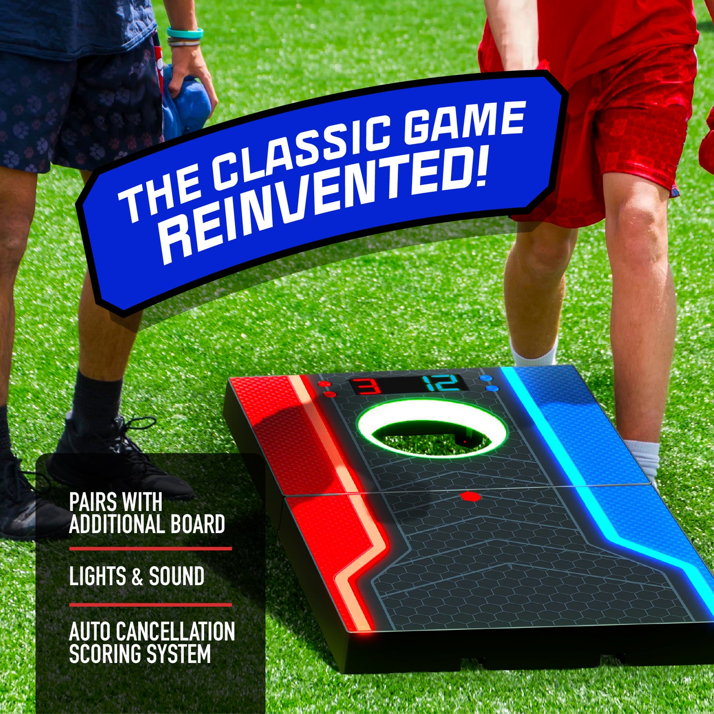 Electronic Cornhole Board Set with Remote, Cancellation Scoring System