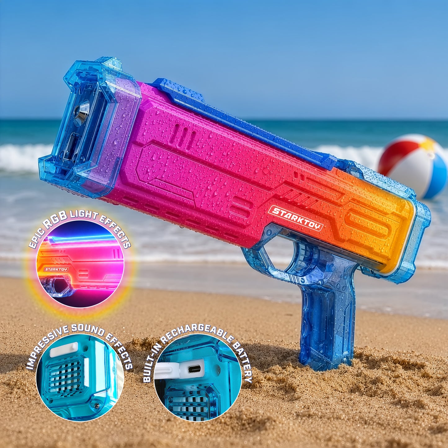 STARKTOY LED Light-Up Electric Water Blaster, Blue