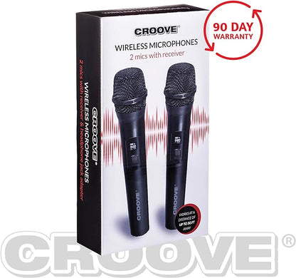 Wireless UHF Microphones, 2 Pack Karaoke Wireless Dual Handheld Dynamic Mic System Set Microphone with Receiver 80ft Range, 6.35mm Jack, Portable Voice Amplifier, Pa Singing Machine