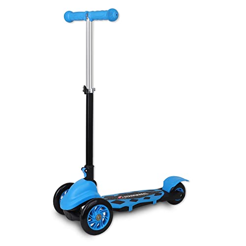 STARKWHEEL Kick Scooter for Toddlers 3 Wheel Scooter for Kids Ages 3-6 Boys & Girls Scooter, Mini Scooter for Children, Extra Wide Deck (Blue)