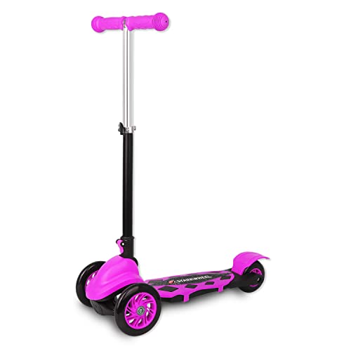 STARKWHEEL Kick Scooter for Toddlers 3 Wheel Scooter for Kids Ages 3-6 Boys & Girls Scooter, Mini Scooter for Children, Extra Wide Deck (Pink)