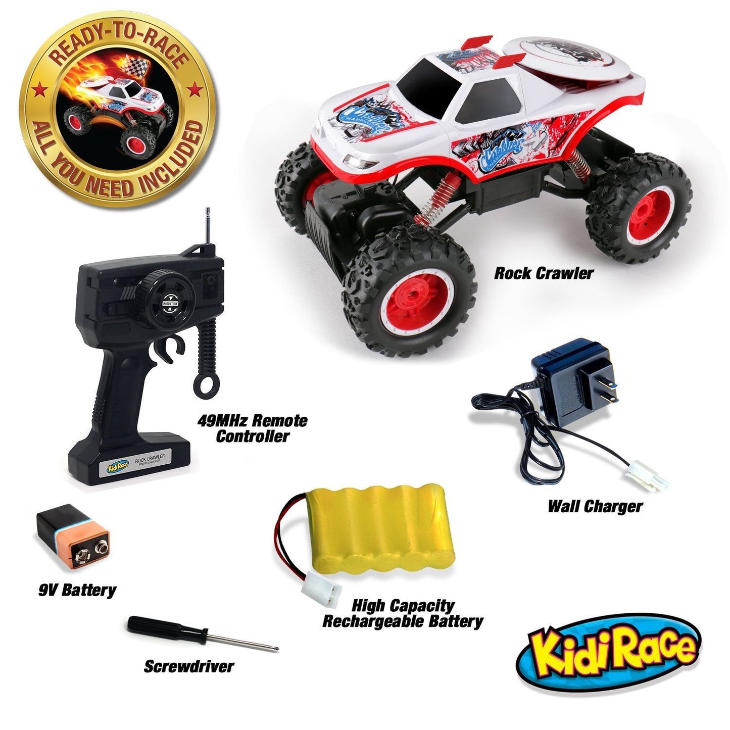 Kidirace All Terrain RC Rock Crawler - White