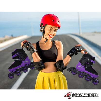 Adjustable Inline Skates for Kids Adults and Teens - Full Light Up Rollerskate Wheels, Outdoor Roller Skate for Adult Men and Women - Best Gifts for Girls and Boys Ages 16 17 18 19+ (Inline Skates)