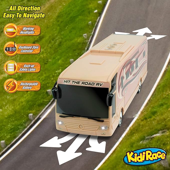 Kidirace Remote Control RV with Beaming Lights, Rechargeable Battery – High-Speed RC Cars for Boys and Girls