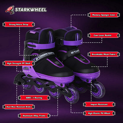 Adjustable Inline Skates for Kids Adults and Teens - Full Light Up Rollerskate Wheels, Outdoor Roller Skate for Adult Men and Women - Best Gifts for Girls and Boys Ages 16 17 18 19+ (Inline Skates)