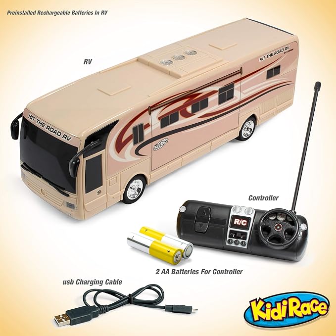 Kidirace Remote Control RV with Beaming Lights, Rechargeable Battery – High-Speed RC Cars for Boys and Girls