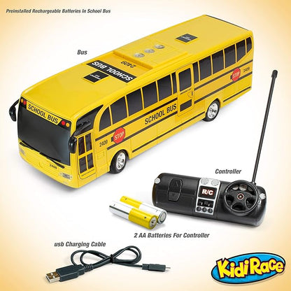 Remote Control School Bus with Beaming Lights, Rechargeable Battery – High-Speed RC Cars for Boys and Girls