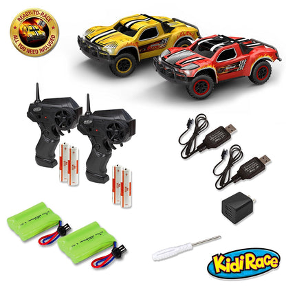 Remote Control Car -2 Mini RC Racing Coupe Cars - With Rechargeable Batteries and Wall Chargers