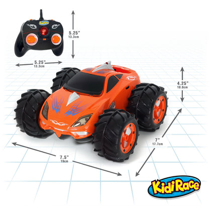 KidiRace Amphibious Remote Control Car ‒ Orange ‒ 360 Degree Spin Aqua Stunt RC Car