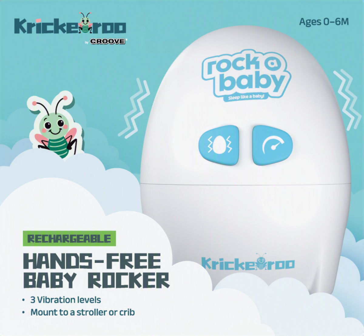 Croove Rock-a-Baby Rechargeable Hands-Free Baby Rocker with Cry Sensor & Lullabies