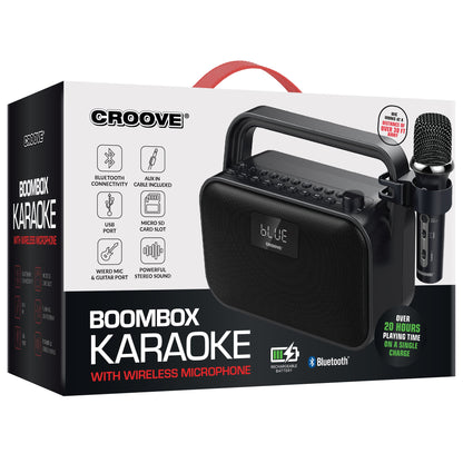 Croove Portable Karaoke Machine with Wireless Microphone  - Bluetooth Speaker Set with Bass/Treble Adjustment, Super Sound System with Subwoofer