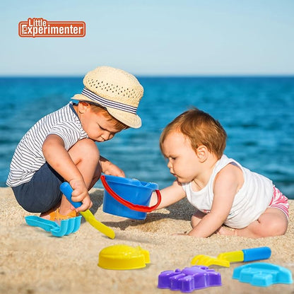 Little Experimenter Color Changing Beach Toy Set | Includes Bucket with Lid, Water Pump, Shovels and Molds | Outdoor, Beach, Sand Toys | STEM Learning Toys | Ages 3plus