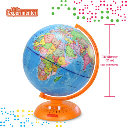 3-in-1 Light Up Globe for Kids - 8” Illuminated Star Map World Globes With Built-in Night Lamp Projector, And Stand - Learning & Educational Stem Toys, Gifts for Kids Ages 8 9 10 11 12 13+ Years Old