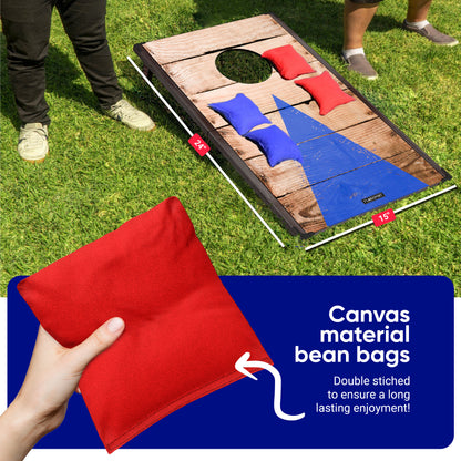 Foldable Cornhole Board Set 24"x15", Wooden MDF Portable Corn Hole Sets Incl. 2 Boards 8 Bean Bags Canvas Material, & Travel Case, Perfect for Indoor & Outdoor Lawn Games, Gifts for Adults & Kids