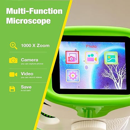 Rechargeable Digital Microscope for Kids, Portable Microscopes With Slides, Learning and Educational Toys ,Science Experiments Gift STEM Activity Kits, Gifts for Boys & Girls Age 6 7 8-12 13 Year Old