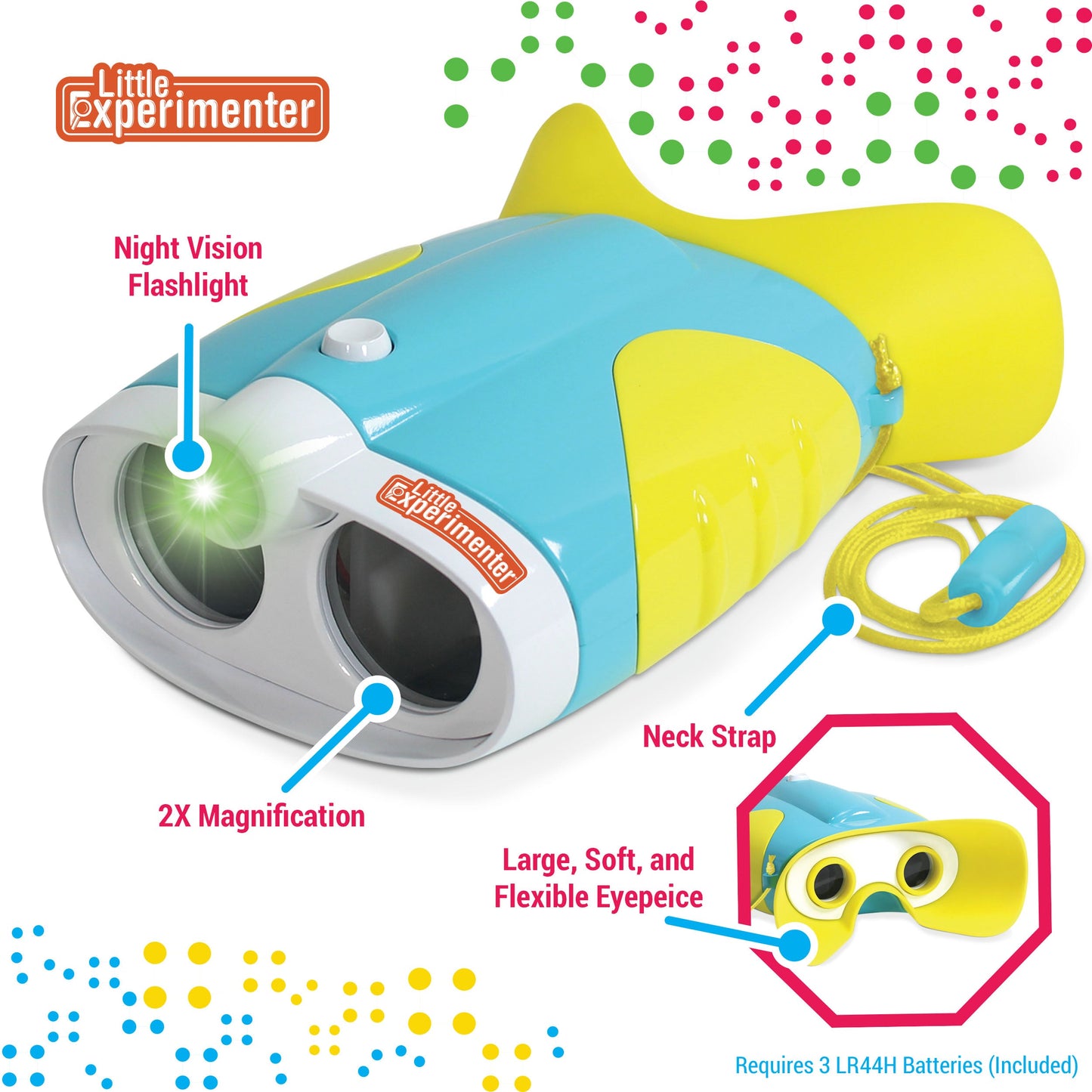 Night Vision Binoculars for Toddlers and Kids with 2X Magnification and Soft, Comfy Viewfinder