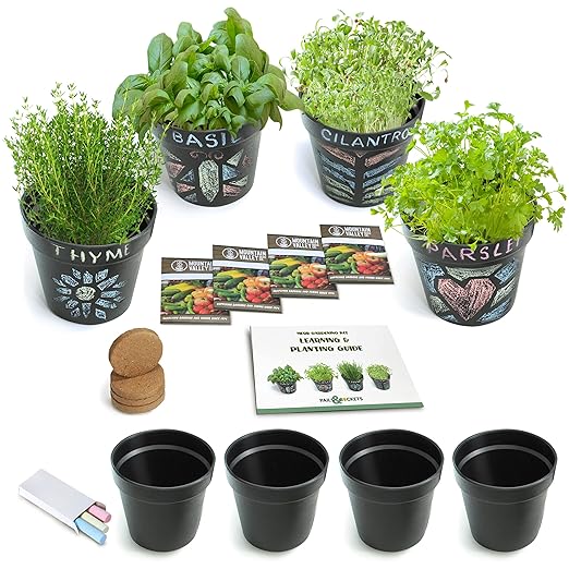 Herb Gardening Kit for Kids and Adults | Indoor or Outdoor Herb Gardening Kit | STEM Learning for Littles | Complete Set with Seeds, Dirt, Pots and How to Booklet! Ages 3+