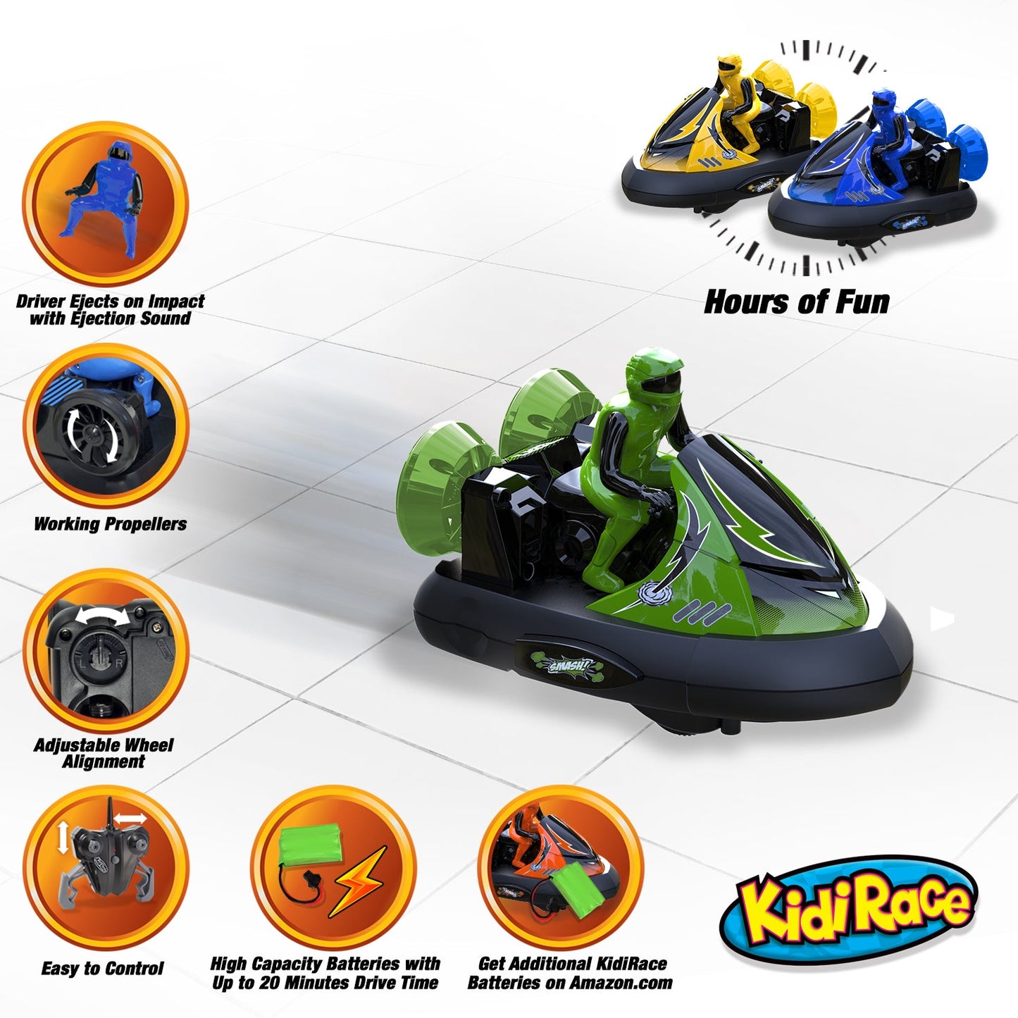 KidiRace RC Bumper Cars - Series 2400 - Set of 4