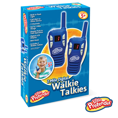 Little Pretender - 2 Pack Walkie Talkies for Kids, 2 Mile Range, 3 Channels, Includes Built in Flash Light | Kids Walkie Talkies | 2 Pack Walkie Talkie Kids, Girls, Boys