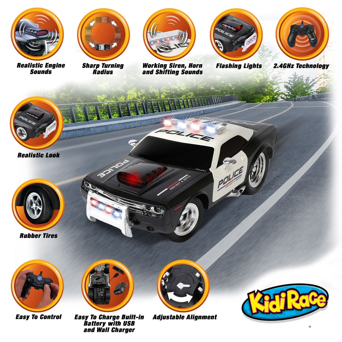 Kidirace RC Police Car