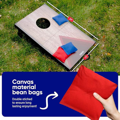 Foldable Travel Size Cornhole Board Set 24"x15", Wooden MDF Portable Corn Hole Sets Incl. 2 Boards 8 Bean Bags Canvas Material