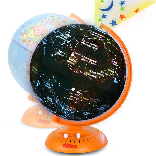 3-in-1 Light Up Globe for Kids - 8” Illuminated Star Map World Globes With Built-in Night Lamp Projector, And Stand - Learning & Educational Stem Toys, Gifts for Kids Ages 8 9 10 11 12 13+ Years Old