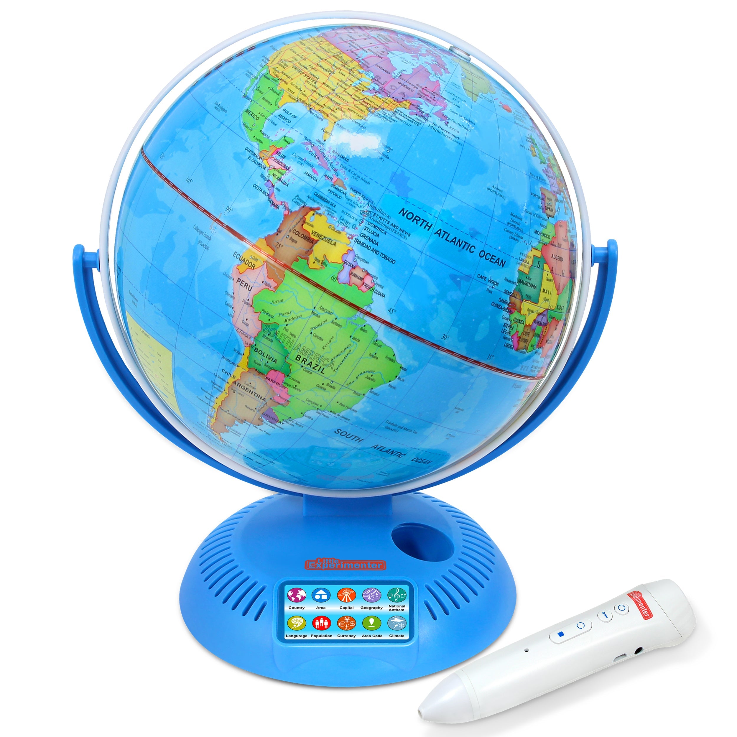 Interactive World Globe with Stand and Smart Pen Engaging Colorful Geographic Map for Teaching and Early Learning Active Play Voice Recordings