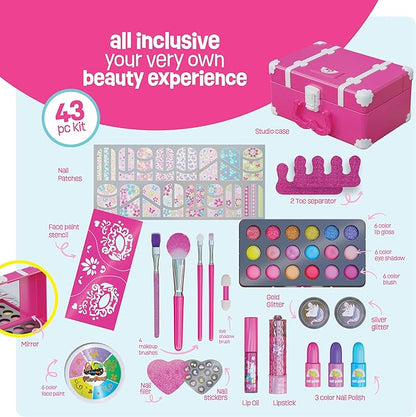 Kids Makeup Kit for Girls - 43 Pcs Real Make Up Set, Toys Gift Ideas for Little Girl Ages 6-8 Years - Pretend Play Beauty Sets, Kits for Toddler & Kid - Birthday Gifts Ages 3 4 5-7 8-1+ Year Old Girl