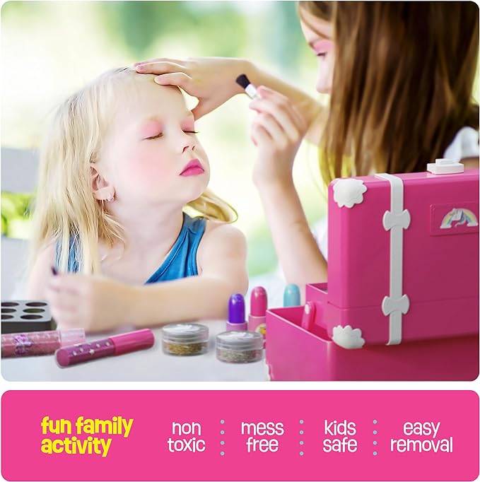 Kids Makeup Kit for Girls - 43 Pcs Real Make Up Set, Toys Gift Ideas for Little Girl Ages 6-8 Years - Pretend Play Beauty Sets, Kits for Toddler & Kid - Birthday Gifts Ages 3 4 5-7 8-1+ Year Old Girl