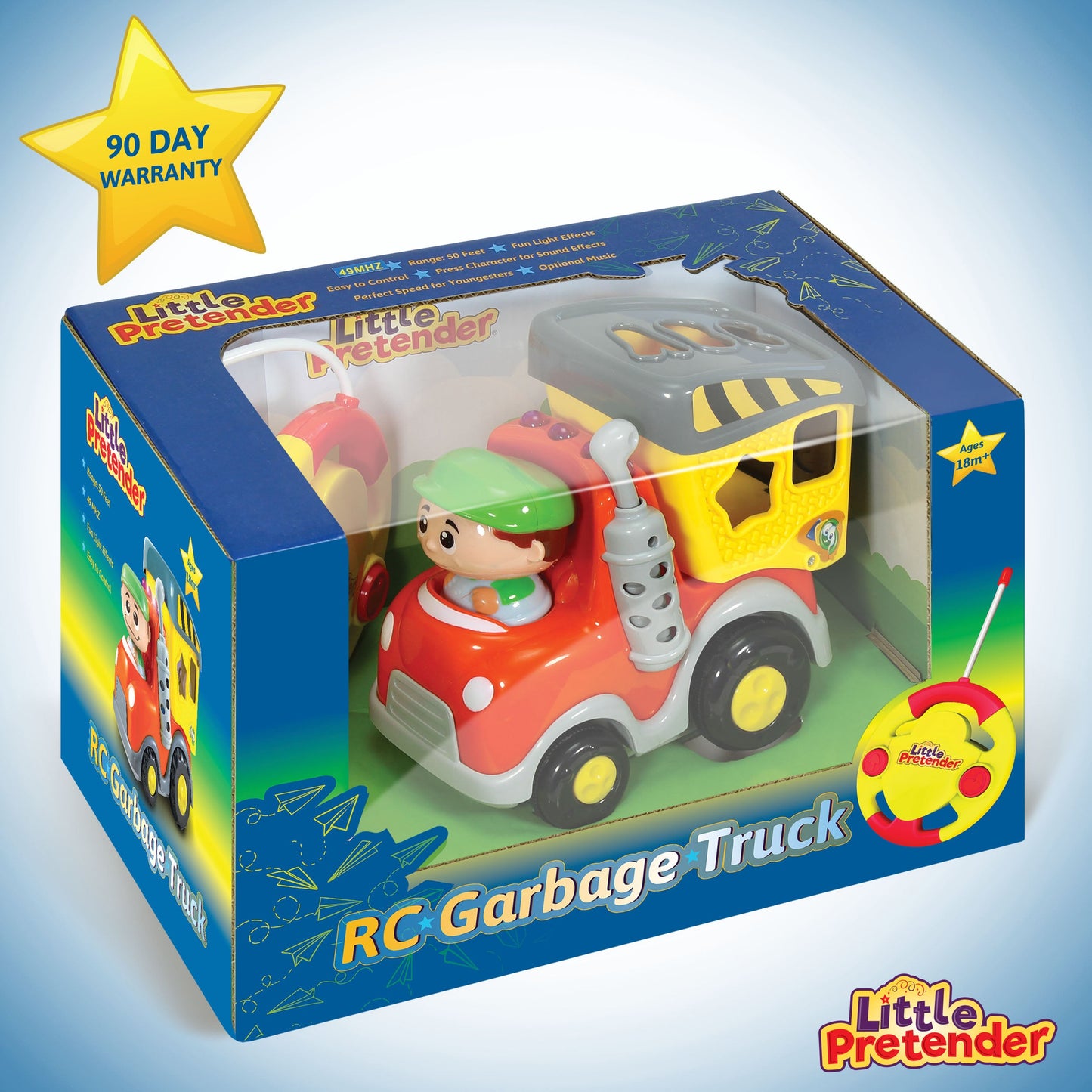 Garbage Truck Remote Control Toy - My First RC Car for Toddlers & Kids with Lights & Sounds