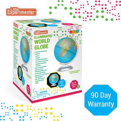 Illuminated World Globe for Kids with Stand, Built in LED for Illuminated Night View