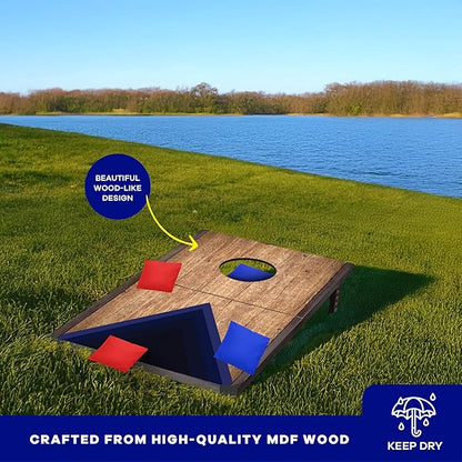 Foldable Travel Size Cornhole Board Set 24"x15", Wooden MDF Portable Corn Hole Sets Incl. 2 Boards 8 Bean Bags Canvas Material