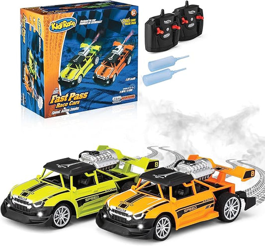 RC Two Pack Race Car Gifts for Kids - Drifting Stunt Car - Remote Control Toys 2.4ghz 1:20 Scale - Smoke Generating Cars - Birthday Gift Ideas for Boys & Girls Ages 3 4-7 8-12 Year Old