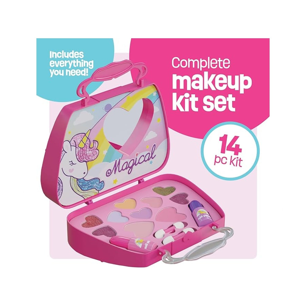 Unicorn Makeup Kit For Kids, Girls Make Up 14 Pcs Set Washable & Non Toxic For Girl, Pretend Play Toys, Gift Ideas, Christmas Stocking Stuffers Sets, Birthday Gifts For Kid Age 3 4 5 6 7 8 9+ Year Old