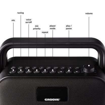 Croove Portable Karaoke Machine with Wireless Microphone  - Bluetooth Speaker Set with Bass/Treble Adjustment, Super Sound System with Subwoofer