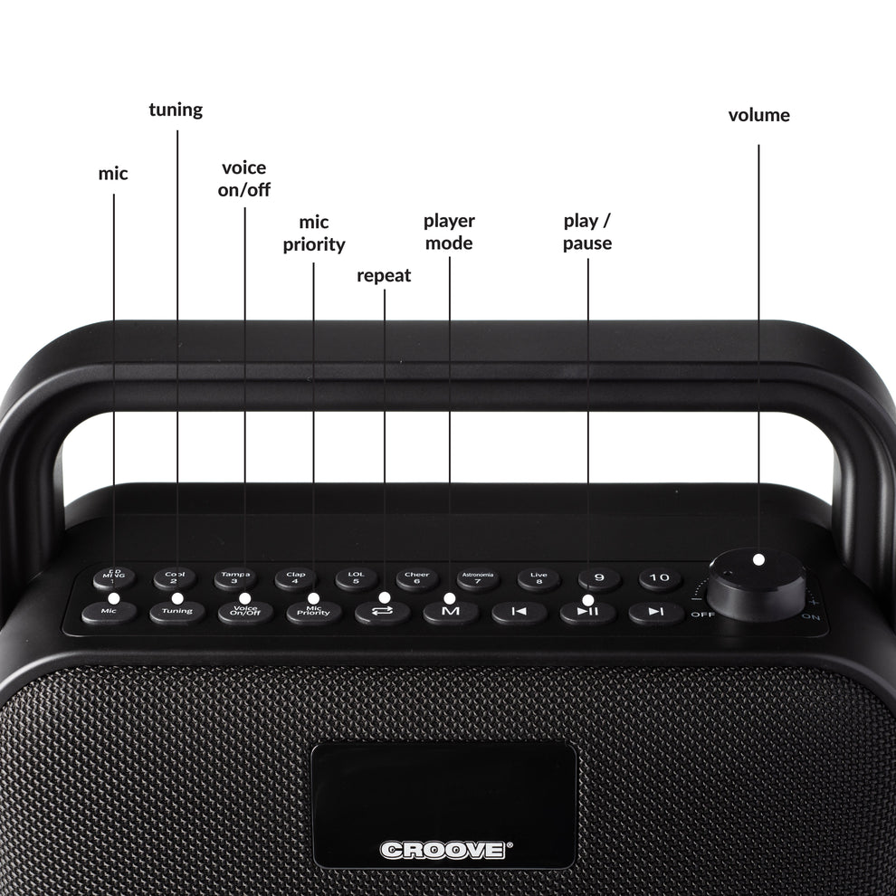 Croove Portable Karaoke Machine with Wireless Microphone - Bluetooth S ...