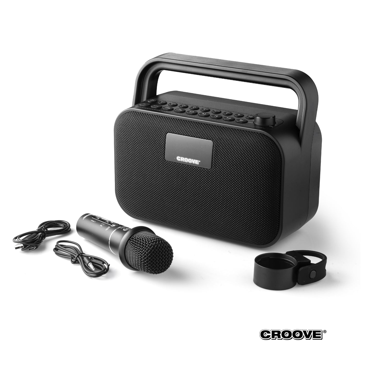 Croove Portable Karaoke Machine with Wireless Microphone  - Bluetooth Speaker Set with Bass/Treble Adjustment, Super Sound System with Subwoofer