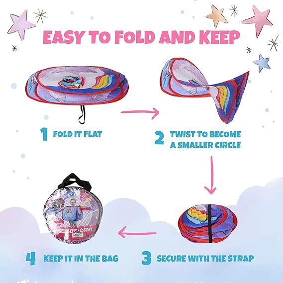 how to fold a pop up play tent Unicorn Pop-Up Play Tent For Girls - Kid, For Kids Age 3-8, Birthday Gift For Girl & Toddler