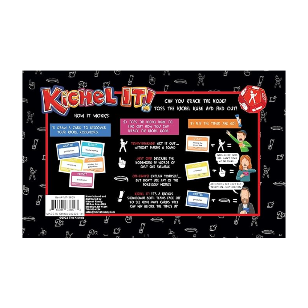 Kichel It- A Card Game for Jewish Family- Kids & Adults- Boys Girls- All Ages Who Like Hilarious Hints, Frenetic Guessing, Inept Acting