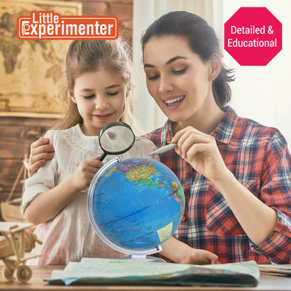 Illuminated World Globe for Kids with Stand, Built in LED for Illuminated Night View