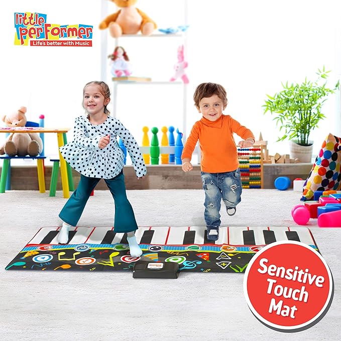 Little Performer Piano Dance Mat for Kids | 24 Key 70” Giant Floor Piano Music Mat | Electronic Step-On Piano Keyboard for Girls and Boys 3 Plus | Dance mat for Kids | Piano Mat for Toddlers 1-3